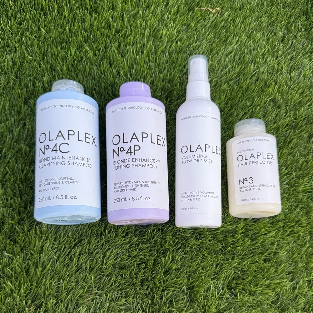 OLAPLEX Hair Care Collection with Purple and White Bottles
